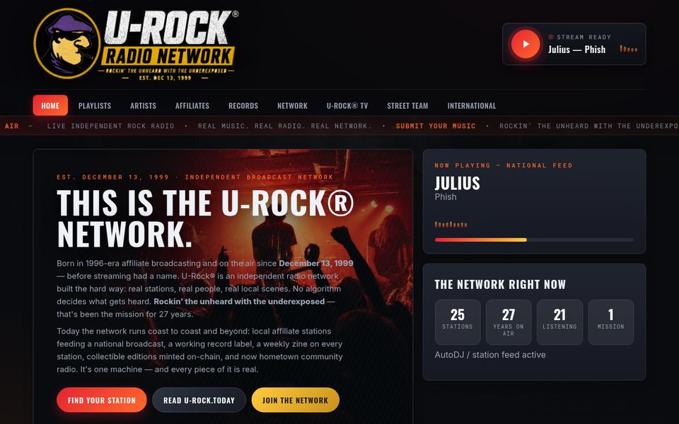 U-Rock Radio network player